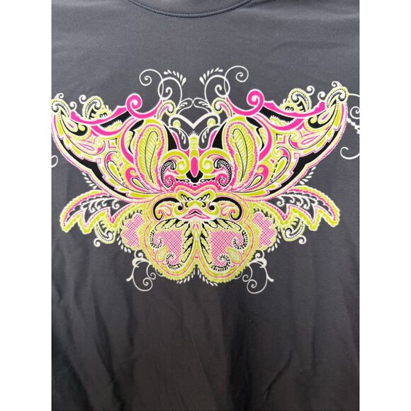 Athleta Charcoal Graphic Long Sleeve Rash Guard Size L UPF Sun Protection - Picture 2 of 5